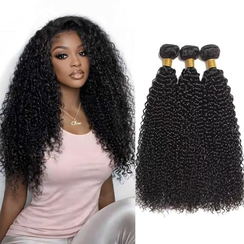 Tissage Bresilien Naturel Cheveux Humain Kinky Curly Bundles 16 18 20 Pouce | Tissage Bouclé Naturel Meches 100% Unprocessed Virgin Kinky-curly Human Hair Extensions Naturelle Couleur 210g