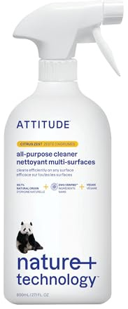 ATTITUDE All Purpose Cleaner, EWG Verified Multi-Surface Products, Vegan, Naturally Derived Multipurpose Cleaning Spray, Citrus Zest, 800 mL