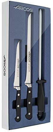 Arcos Clasica - Schinkenmesser Set 3 Stück - Geschmiedetem Edelstahl - HandGriff POM - Farbe Schwarz
