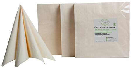 Sensalux Servietten, 33x33cm, 50 Stk., 3 lagig creme