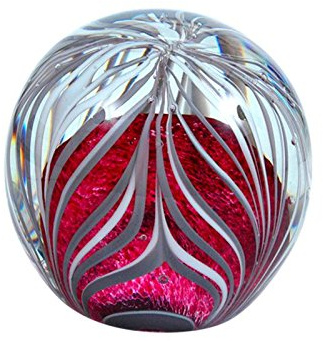 Traumkugel 245 mini (ca. 6 cm) violette Blase mit weißem Netz, Briefbeschwerer, Glaskugel, Paperweight