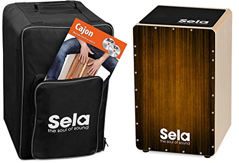 Sela SE 141 IT Varios Brown Cajon Bundle mit Rucksack, Sitzpad, italienischer Anfängerschule, CD und DVD