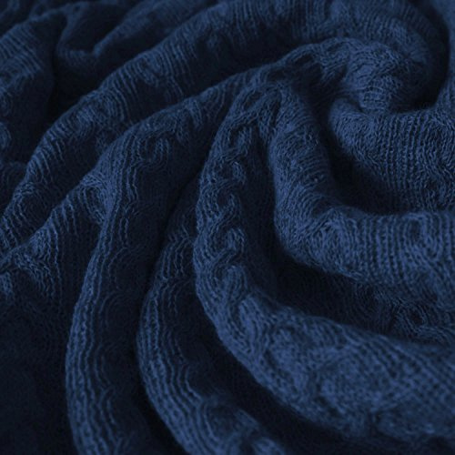 Lorenzo Cana Luxus Alpakadecke aus 100% Alpaka - Wolle vom Baby - Alpaka Fair Trade Decke Wohndecke gestrickt Sofadecke Tagesdecke Kuscheldecke dunkelblau 96245