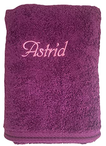 Krings Fashion Premium Handtuch 50 x 100 cm - Namen nach Wunsch individuell anpassbar - Hochwertig Bestickt - Deutsche Marke - 100% Baumwolle - Brombeere