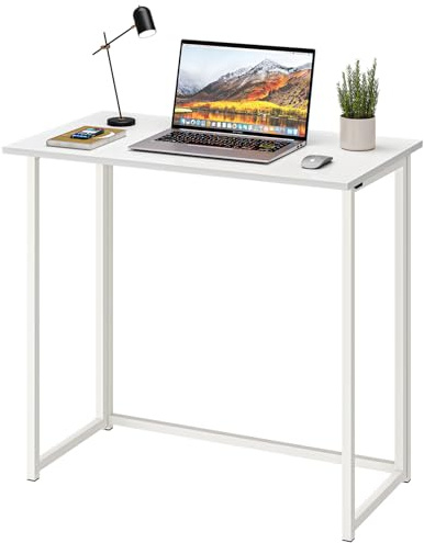 Dripex Compact Folding Desk No Assembly Required Computer Desk Folding Hobby Craft Table, White