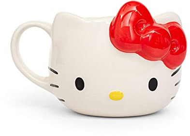 Silver Buffalo KTY2323D Face Ceramic Sculpted Mug Hello Kitty Tasse aus Keramik, 3D-Design, Weiß