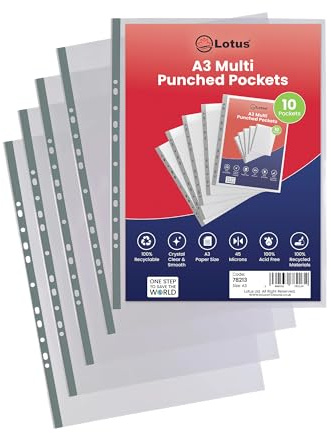 78213 Klarsichthüllen, DIN A3, Hochformat, 90 Mikron, transparent, 10 Stück A3