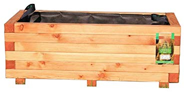 HOQ Pflanzkasten aus Lärche - mit Vlies und Griffen - Premium Pflanzkübel - Holz Blumentopf - Hochbeet aus Holz - Blumenkasten 120 x 40 x 31 cm
