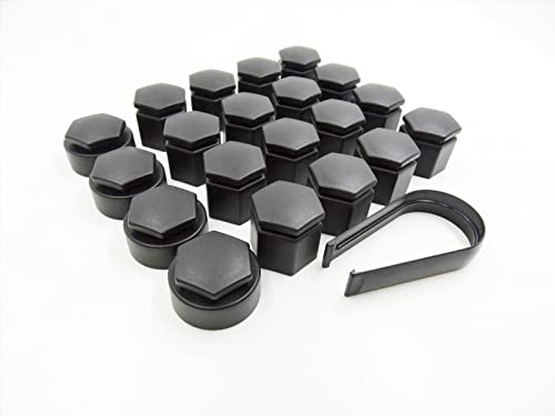 Partsdealers WHEEL NUT COVERS FOR VAUXHALL ASTRA ZAFIRA C MOKKA INSIGNIA B 2010-2023 LOCKING CAPS SET x20 19mm + REMOVAL TOOL (Black)