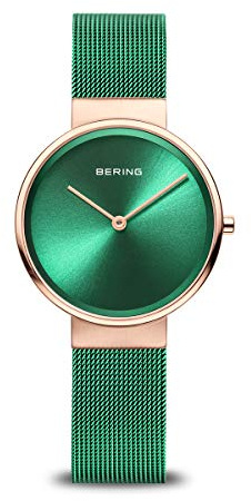 Bering Damen Quarz Uhr | Armbanduhr 31 mm Edelstahlgehäuse und Zifferblatt | Milanaisearmband | Saphierglas | 5 ATM | 14531