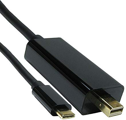 Ex-Pro 3m USB-C USB Type C to Mini DisplayPort DP Cable, Supports up to 4K @ 60Hz, Gold Plated Male to Male Converter Adapter Lead - Black