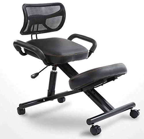 APOE Kniestuhl, Bürostuhl Ergonomisch, Kniehocker Stuhl Haltungskorrektur mit Rückenlehne/Rollen, Höhenverstellbar, Linderung von Rückenschmerzen und Verbesserung Körperhaltung, Stoff