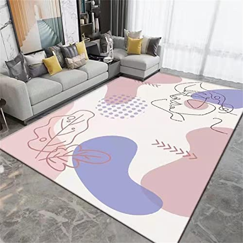 RUGMRZ Fleckerlteppich Kinder Teppich Mädchen Lila Abstrakter Wohnzimmerteppich, waschbarer Küchenteppich, rutschfest 200X300CM Balkon Deko Designer