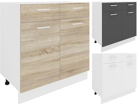 VCM Küchenschrank Breite 80 cm Schublade Unterschrank Küche Küchenmöbel Esilo Weiß/Sonoma-Eiche