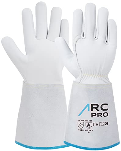 ACE ARC Pro Schweißer-Arbeits-Handschuh - Schutz-Handschuhe aus Leder zum Schweißen - EN 388/12477-09/L (1er Pack)