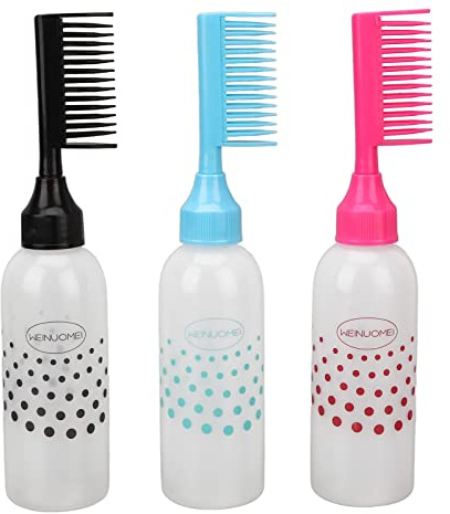 3 Stück Wurzelkamm Applikator Flasche, Haarfärbekamm Applikatorflasche Haarfärbepinsel mit Klarer Skala Haaröl-Applikator Haarfärbeflasche Haarfärbe-Applikator für Haarfärbemittel Shampoo