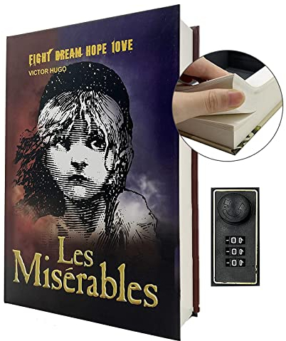 Buchtresor mit Zahlenschloss Buchsafe Tresor für Geld und Schmuck Buch-Safe Kombinationsschloss echte Papierseiten getarnte Geldkassette,Blue-combination lock