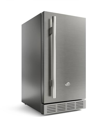 cureder 15 Inch Outdoor Refrigerator, Weather Proof Stainless Steel Beverage Beer Cooler Under Counter Fridge, Indoor/Outdoor Refrigerator with 3 Shelves for Patio Kitchen and Commercial Use