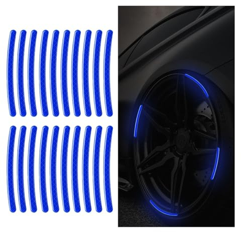 JOYCOURT 20PCS Car Wheel Stripe Reflective Stickers Decals, Blue