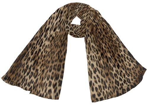 Mularoka Schal für Damen, langer Seidenschal, leichter Satin-Schal, Wickeltuch, modischer Druck, Sonnenschutzschal für Frühling, Herbst, Winter, Tiere, Leopardenmuster, 70.9x35.4 inches