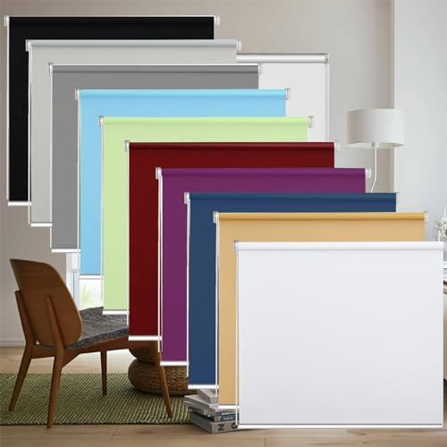 Verdunkelungsrollo Klemmfix ohne Bohren 80 x 70 cm Einfache Installation ohne Bohren, Undurchsichtiges Sichtschutz Rollo mit Klemmträger, für Fenster & Tür, Lila