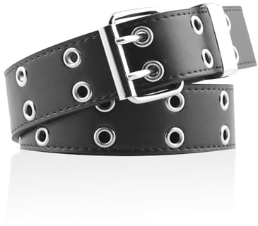KRYMSON 1 Stück Schwarzer Damengürtel, Nietengürtel, Mädchen-Glitzergürtel, Verstellbarer Damengürtel, Modeaccessoire, Passend Zu Passenden Lederhosen, Jeans, Kleidern (110 X 3,3 Cm)