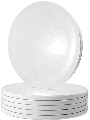 Zuimei 6-Pack 10-Inch Round Cake Boards, White, 12mm Thick Drum Boards for Sponges, Fruit, Wedding Cakes