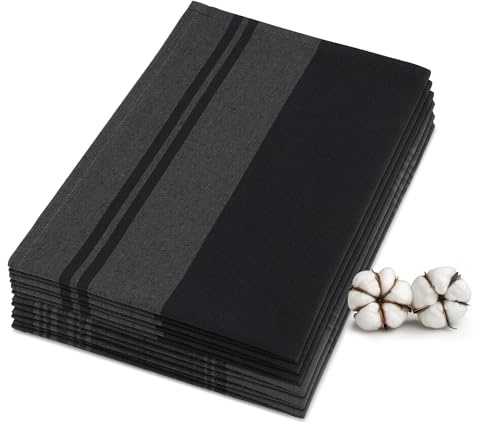 JEMIDI Strofinacci da Cucina - Canovacci 100% Cotone - Set di 6 Asciugapiatti 50 x 70 cm - Asciughini e Asciugamani da Cucina Moderni - Lavabili in Lavatrice - a Righe e Quadretti