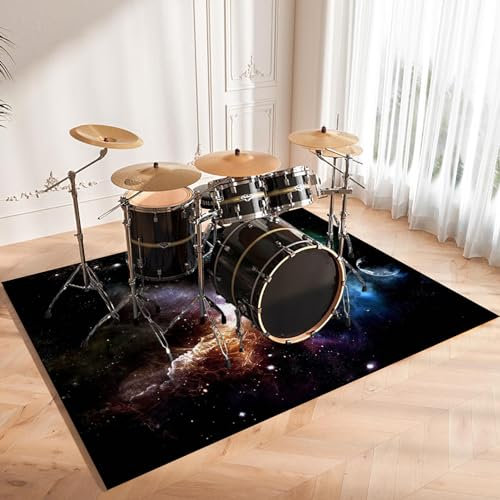Schlagzeug Teppich, Schalldicht Trommelmatte, Drum Teppich, Schallschutzmatte, Trommelteppich mit Rutschfester Unterseite, Schlagzeugteppich für Bass drum Snare für Instrumente Teppich 160 x 120 cm
