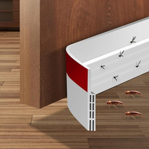 Draft Excluder, Draught Excluder for Doors, Strip Seal for Energy Saving, Quick and Easy Installation - Draught Excluder for Bottom of Door, Ideal for Keeping Out Cold 2 W x 39 L White