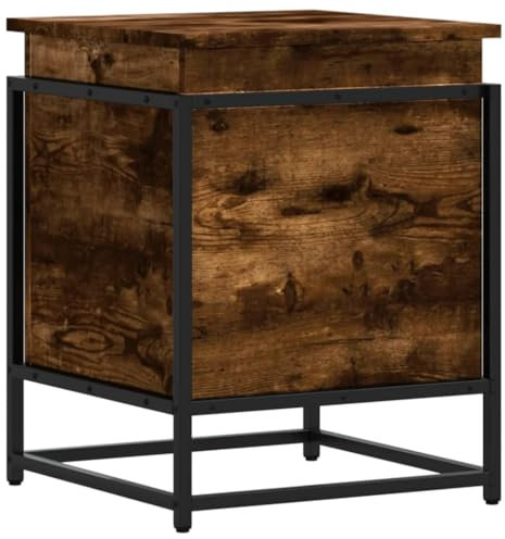 vidaXL Caja de almacenaje con Tapa Madera Roble Ahumado 40x40x51,5 cm, Caja de Mantas, baúl de almacenaje, Caja de almacenaje de Juguetes