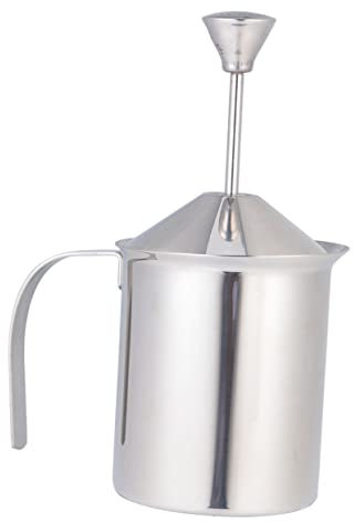 Garneck Jarra Espumadora Jarra de Café Espresso 800cc Pantalla de Doble Capa Throffer Máquina de Café Manual Batidora