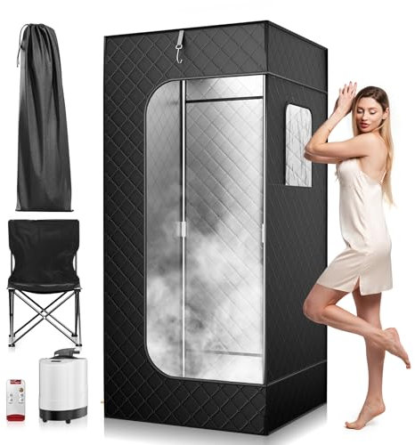 Sauna da Casa, 9 Impostazioni di Temperatura e Sauna Portatile per Tutto il Corpo, Dotata di Motore a Vapore da 2.6 Litri e 1000W, Sauna a Vapore per Disintossicazione, Relax (180x85x85cm)