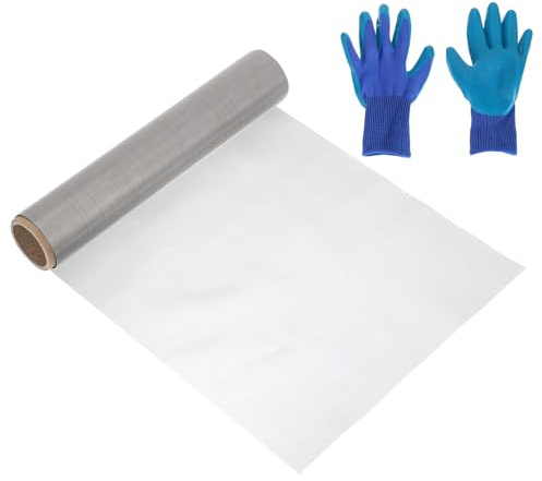 sourcing map 400 Mesh 79 x 10 Woven Wire Mesh, 304 Stainless Steel Air Vent Filter Screen with Gloves, Window Screen Mesh for DIY Projects Vents Cover Filtration Animals Fence