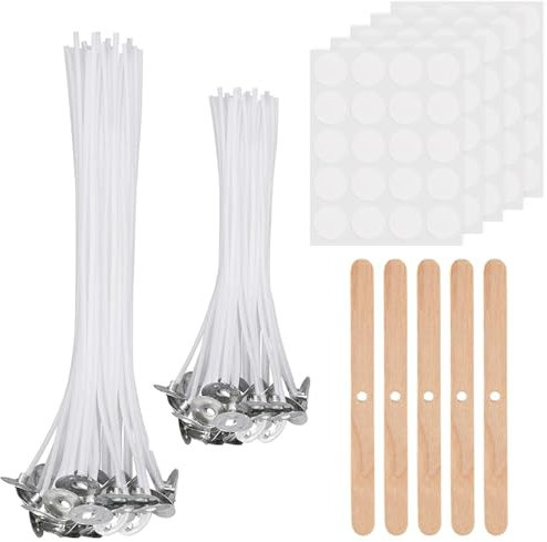 Kerzendocht Set, 100 Stück Kerzendochte für Kerzen, Rauchfrei Kerzendocht, Kerzen Selber Machen Set, Dochte für Kerzen DIY Kerzenherstellung Kerzen docht Set Candle Making Kit (Zwei Längen10/15cm)