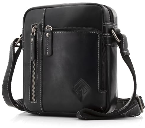 ekavale Umhängetasche Herren Klein Leder Männerhandtasche aus Echtleder Herren Crossbody Bag Leder Schultertasche für Alltag und Reisen (Schwarz Apron)