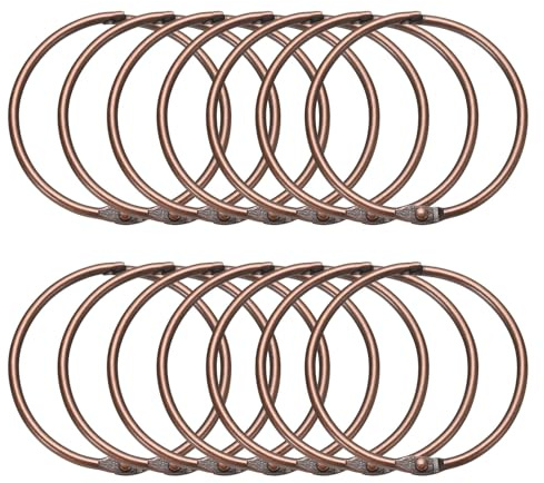 sourcing map 14pcs Shower Curtain Rings, 2 Inch ID Metal Round Snap Shower Curtain Hooks Glide Smoothly Shower Hooks for Bathroom Shower Curtain Rods, Vintage Copper