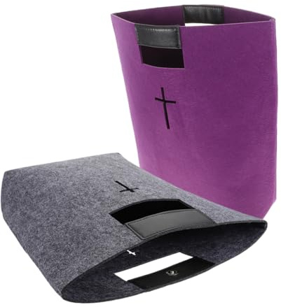 EXHUMKY 2 Stück Filztaschen mit Fächern Große Einkaufstaschen und Bibel Tragetaschen für Camping und Aufbewahrung aus Robustem Filz mit Starker Tragkraft