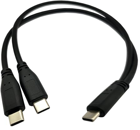 Haokiang Halokny USB C Splitter Charge Cable,1 Feet USB Type C Male to 2 Dual USB Type C Male Y Splitter Extension Charging Cable(Only for Charging)