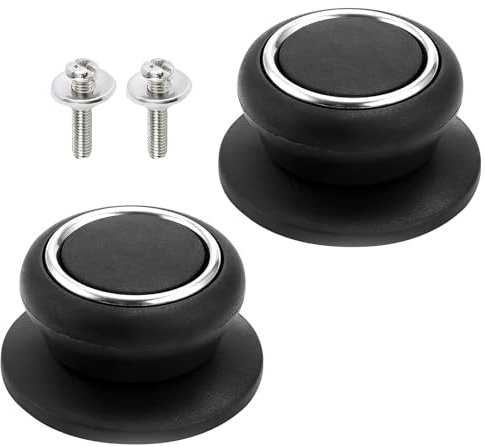 Perilla para Tapa de Cacerola de Ollas y Sartenes, Manijas de Repuesto en Baquelita y Acero Inoxidable, Resistentes al Calor, Antideslizantes, Compatibles con Tapas de Vidrio y Metal, 2 Piezas