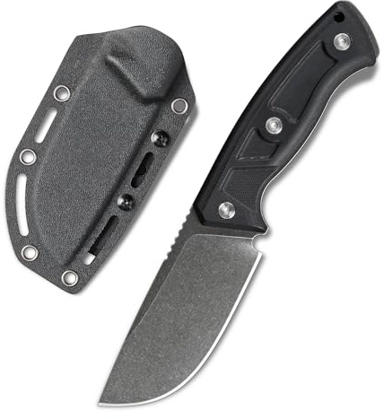 SDOKEDC Knives 14C28N Steel Fixed Blade Tactical Knife with kydex sheath for Men EDC Outdoor Camping Survival Hunting (Black stone wash+black G10 handle)