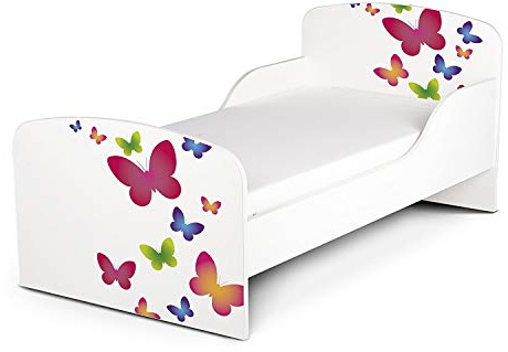 Leomark Modern barnsäng för sovrum, 160 x 80 cm med madrass och ribbotten i trä - säker säng med rundade hörn - komfort och soliditet för barnrummet