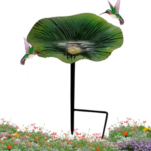 Vogeltränke Stehend Für Garten,25x14cm Vogeltränke Winterfest Metall Vogelbecken Wassertränke Für Wildvögel, Vogelbad Garten Stehend Mit Futterschale Und Ständer, Vogeltränke Stehend Für Garten