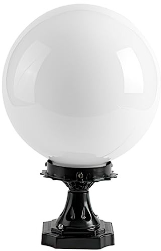 NUOBESTY Weatherproof White Globe Outdoor Post Light Fixture with Acrylic and Aluminum Material Outside Gate and Backyard, Modern Lamp Post Light Fixture for Small Areas 1-10㎡