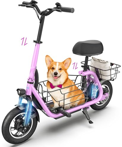 Urbanmax New Electric Scooter for Adults with Seat C1Pro, 18.6MPH & 25 Miles Range, 12 Pneumatic Tires, Dual Shock Absorbers, Dual Brakes, Removable Basket, UL2272 Certified – Pink