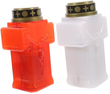 Tofficu 2piezas Velas Conmemorativas Para Jardín De Cementerio Decoración De Tumbas Con Luz De Vela Eterna Sin Para Sitio De Religiosa Memorial