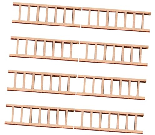 BESTonZON 8pcs Miniature Dollhouse Wood Ladders Toy Ladder Set for Micro Landscape and Doll Furniture Accessories Beige Miniature Furniture Figurine Decorative Staircase for Dollhouse and Mini Garden