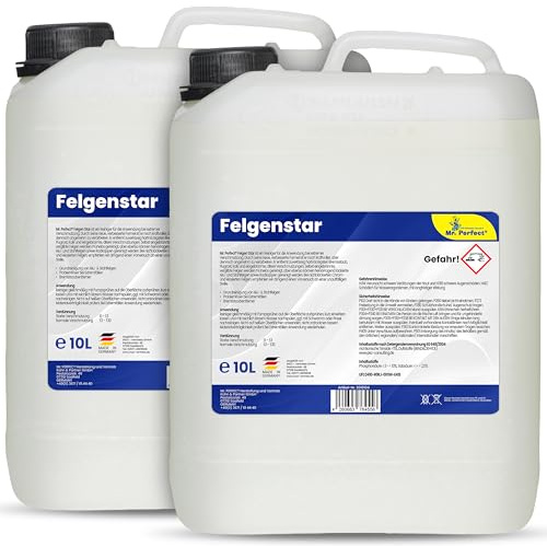 Mr. Perfect Felgenreiniger für Alufelgen & Stahlfelgen 2x10L | Saurer Felgen Reiniger entfernt hartnäckige Verschmutzungen, Bremsstaub & Flugrost | Felgenpflege für Auto & Motorrad | Made in Germany