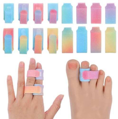 Qianyu 8 Pcs Hammer Toe Wraps Corrector Adjustable Straightener Toes Separators Bandages Broken Toe Wraps Splint Corrector for Crooked Curled Bent Toes Protection Recovery Straightener