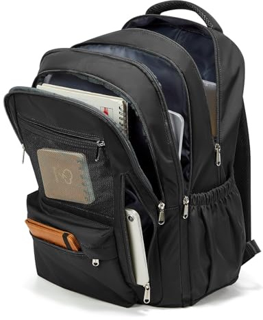 pectodox Sac à Dos Scolaire pour Homme Femme, Léger Sac à Dos Imperméable College, Renforcé Cartable avec Multi-poches, Loisir Backpack pour Lycée Université Fille Garçon,Noir